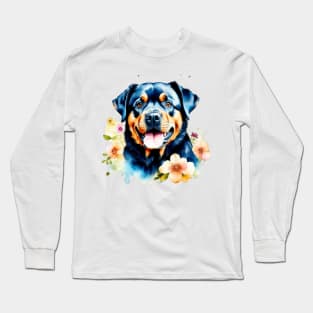 Rottweiler - Cute Watercolor Dog Long Sleeve T-Shirt